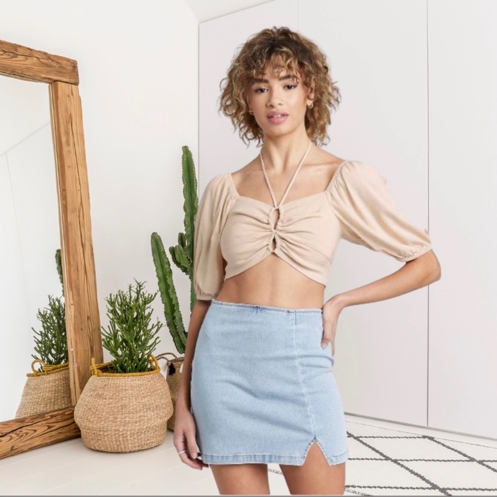 Wild Fable Halter Puff Sleeve Top